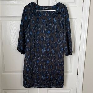 Express Blue and Black Patterned Dress